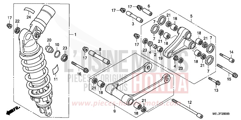 REAR CUSHION for CBR1000RR Fireblade WINNING RED (R258BB) from 2004